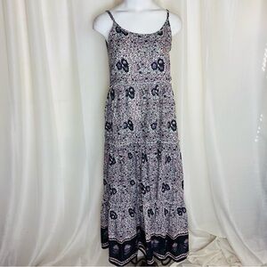 Natural Life Tricia Tiered Bohemian Floral Ruffle Spaghetti Strap Maxi Dress
